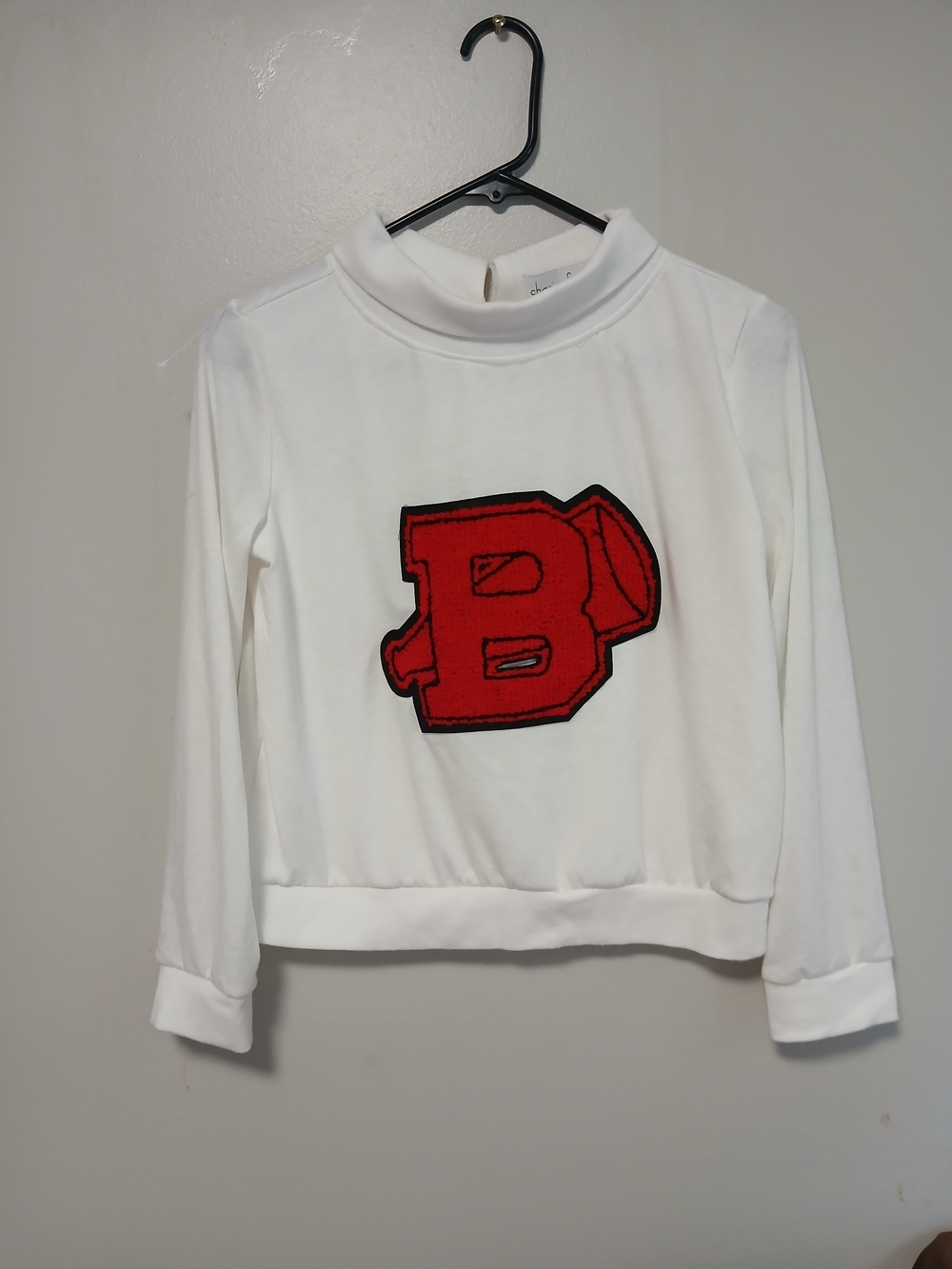 Chasing Fireflies White Long-Sleeve Top with Red Letter Patch